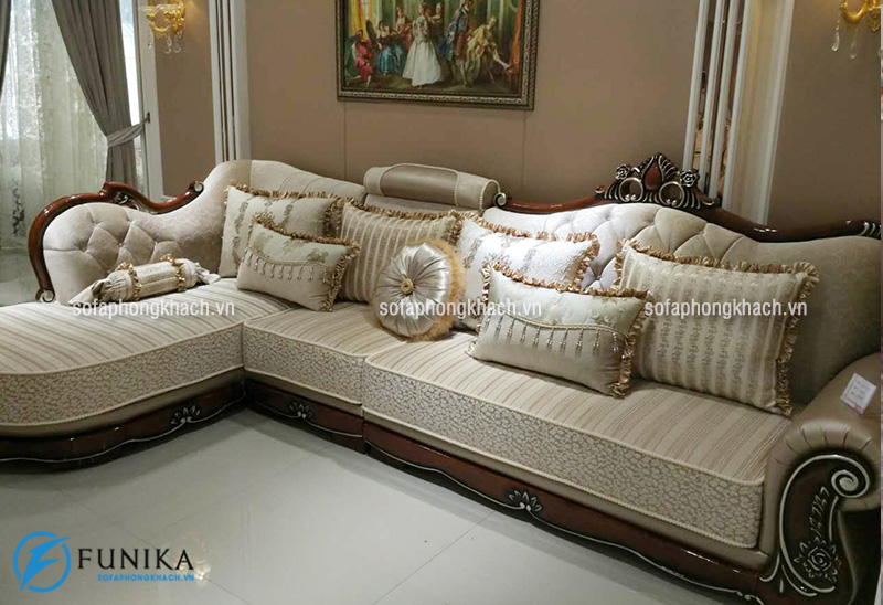 Ghế sofa khung gỗ thiết kế theo phong cách cổ điển Châu Âu quý phái, lịch lãm