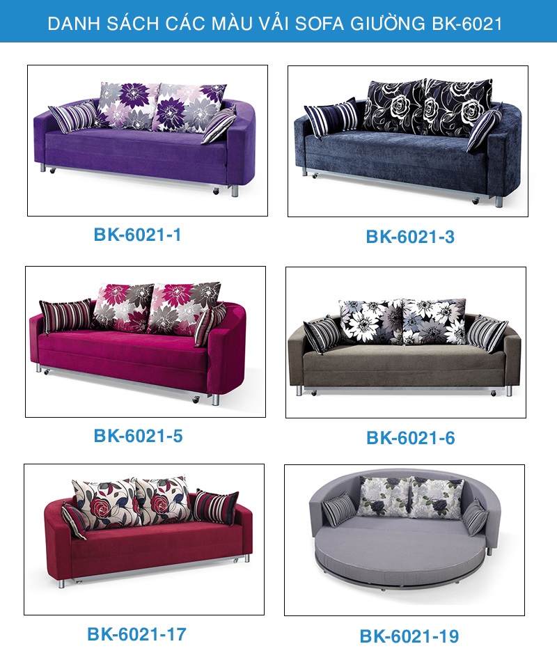 bảng màu sofa giường BK-6021