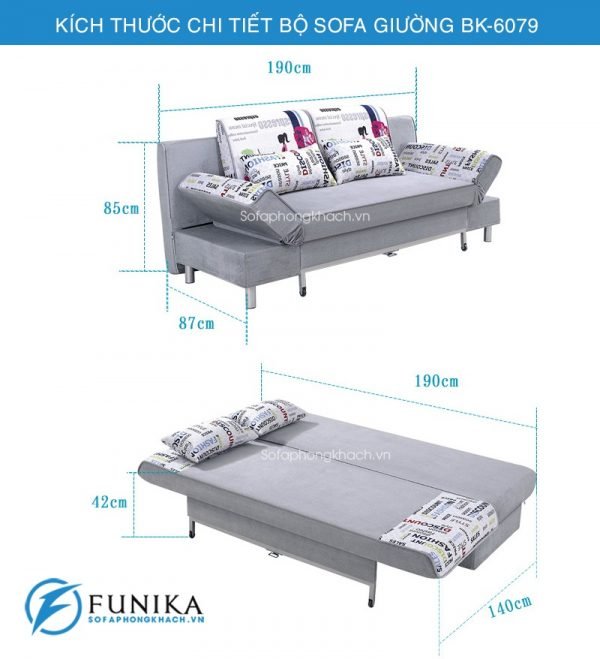 kích thước sofa giường đẹp BK-6079