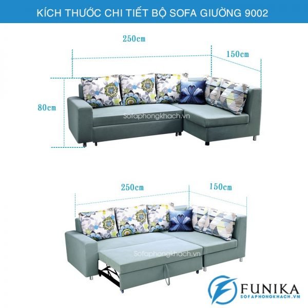 kích thước chi tiết sofa giường 9002