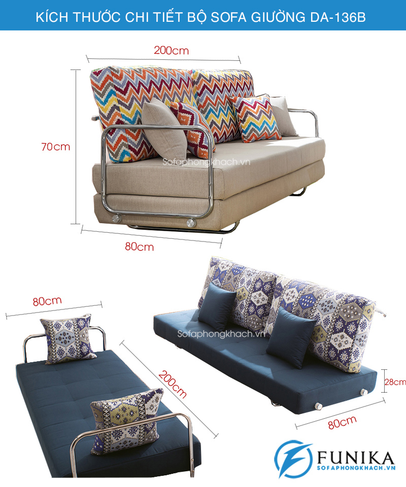 Kích thước sofa giường DA-136