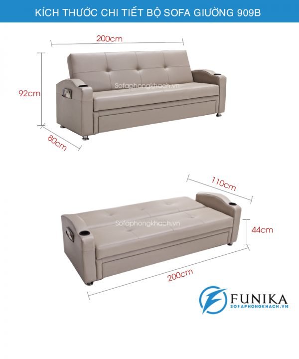 kích thước sofa giường nhập khẩu 909B