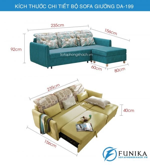 kích thước sofa giường thông minh DA-199