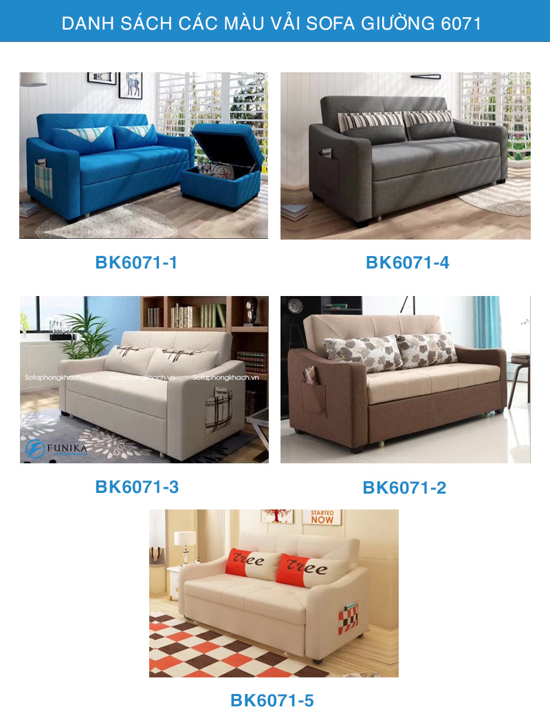 Bảng màu vải sofa giường 6071