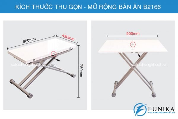 Kích thước bàn ăn thông minh B2166