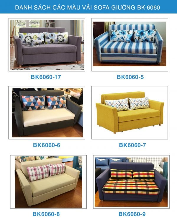 Bảng màu vải sofa giường BK-6060