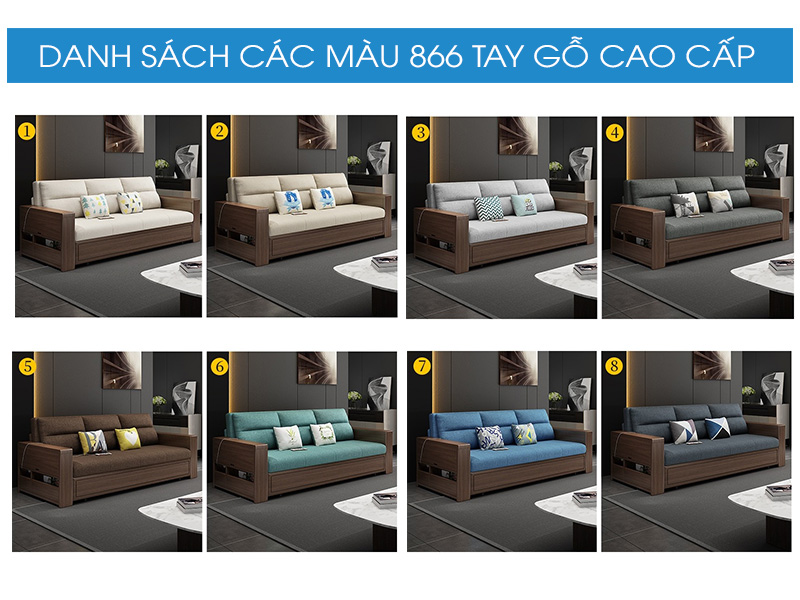 Bảng màu sofa giường gỗ 866 cao cấp