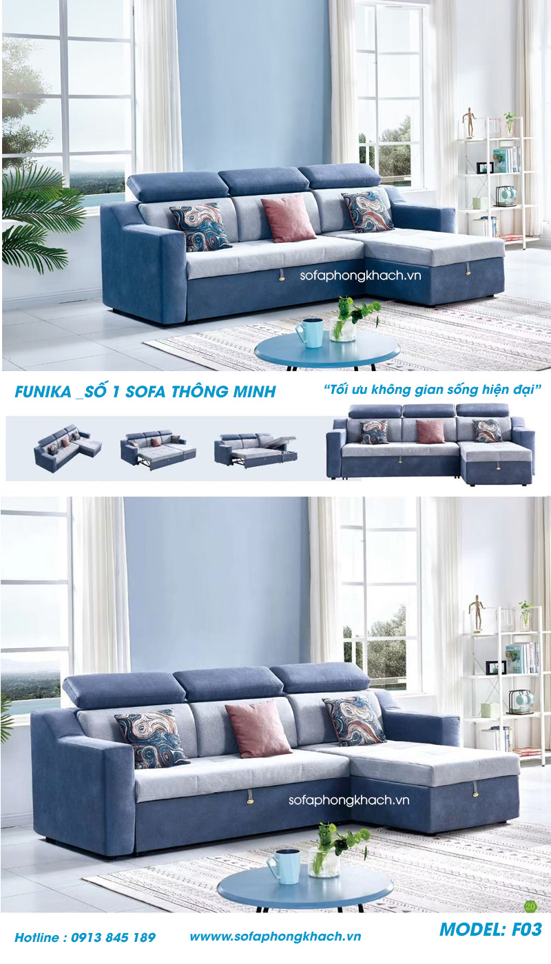 các trạng thái của sofa giường F03 cao cấp của Funika