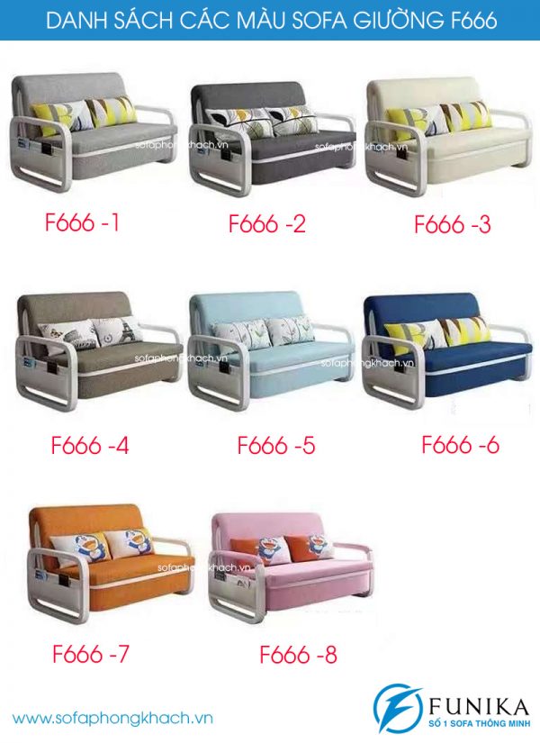 Danh sách các màu sofa giường nằm F666