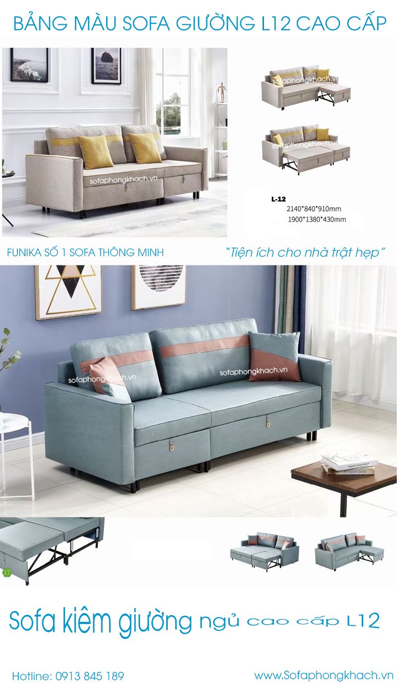 Bảng màu sofa giường cao cấp L12