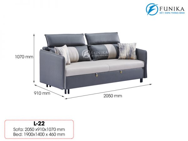 kích thước sofa giường kéo L22