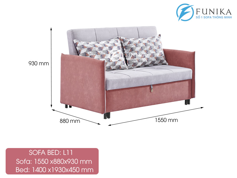 kích thước ghế sofa giường L11 cao cấp