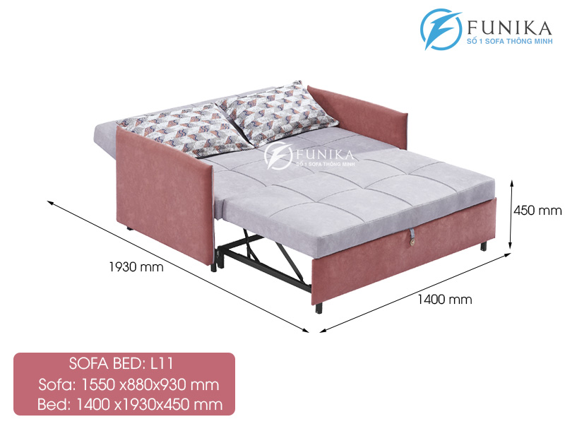 kích thước ghế sofa giường L11 cao cấp