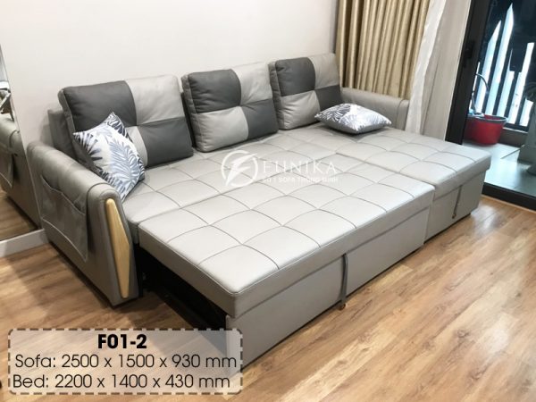 ghế sofa giường thông minh F01-2 trạng thái làm giường ngủ