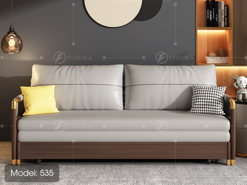 sofa giường gỗ 535 theo góc chụp thẳng đứng