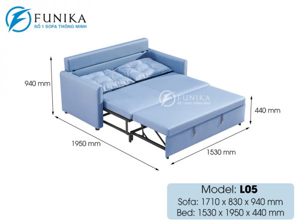 Thông số kỹ thuật Ghế sofa giường kéo L05 cao cấp