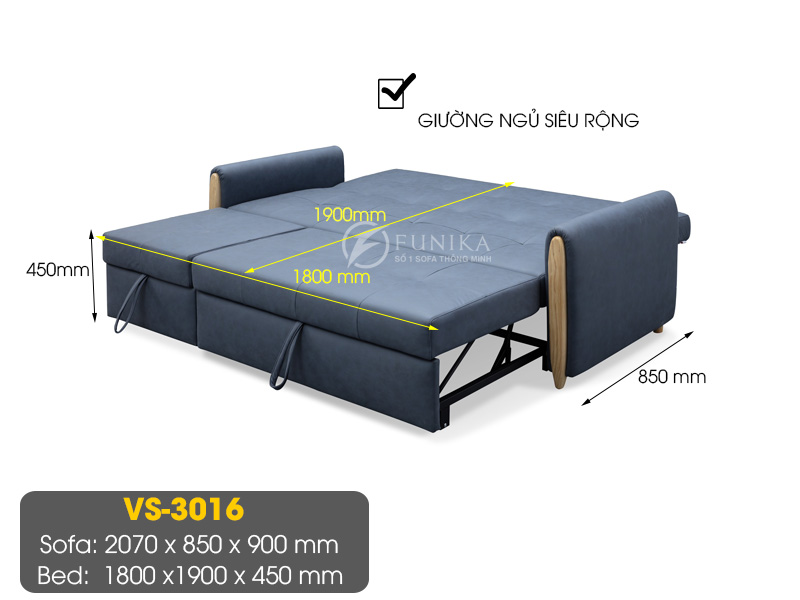Sofa giường kéo VS3016 tùy biến thành giường ngủ siêu rộng