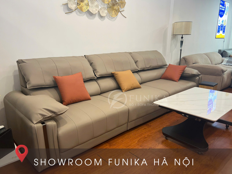 Sofa tự động da thật F807 tại showroom Funika.