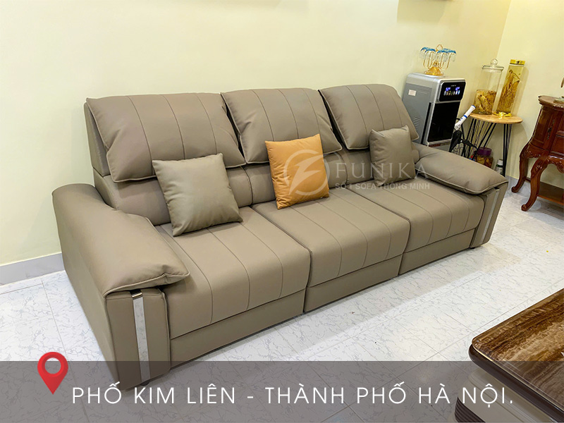 sofa tự động da thật điều khiển F807 tại phố Kim Liên Hà Nội.