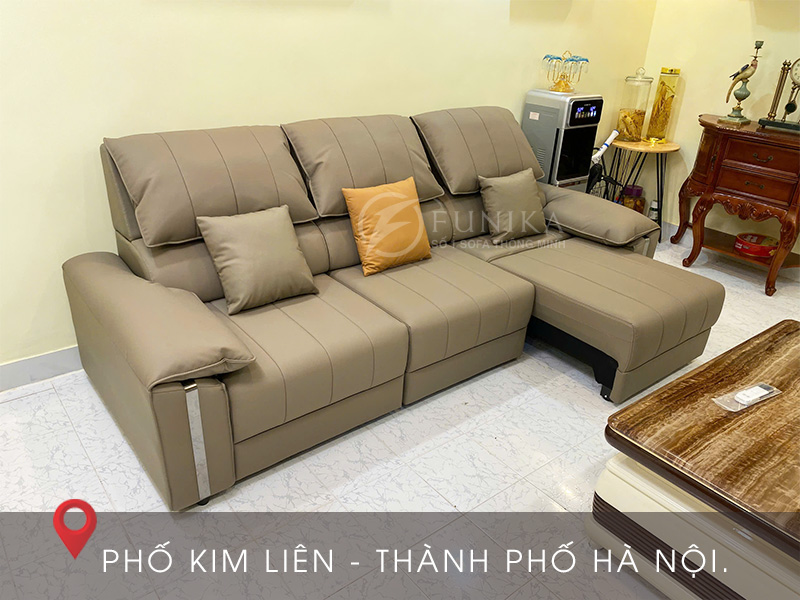 sofa tự động da thật điều khiển F807 tại phố Kim Liên Hà Nội.